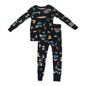 Old Navy Kids Black Pajama Set with Festive Prin Long Sleeves 100% Cotton Size3T